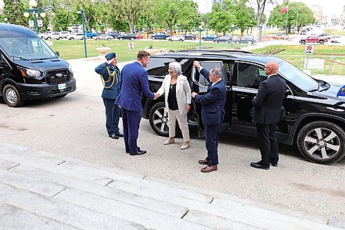 RUTH BONNEVILLE / WINNIPEG FREE PRESS

LOCAL - gov gen Simon visits Mb. 

Photo of Governor General of Canada, Mary Simon, being officially greeting by Brad Robertson. Chief of Protocol at Government of Manitoba, as he escorts her up the stairs to each meeting during her visit to the Legislative Building.


Governor General of Canada, Mary Simon,  makes an official visit to Manitoba  meeting with government  and Indigenous leaders Wednesday. 

During her visit on Wednesday she met with Premier Heather Stefanson, Manitoba's  lieutenant-governor Anita Neville at Government House, Cathy Merrick AMC Grand Chief and other Indigenous leaders and  Minister of Indigenous Reconciliation and Northern Relations Eileen Clarke in round table discussion at the Legislature.

June 7th,  2023