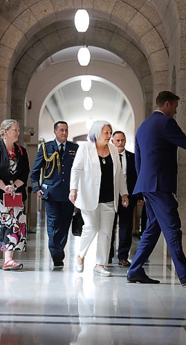 RUTH BONNEVILLE / WINNIPEG FREE PRESS

LOCAL - gov gen Simon visits Mb. 

Photo of Governor General of Canada, Mary Simon, being officially greeting by Brad Robertson. Chief of Protocol at Government of Manitoba, as he escorts her up the stairs to each meeting during her visit to the Legislative Building.


Governor General of Canada, Mary Simon,  makes an official visit to Manitoba  meeting with government  and Indigenous leaders Wednesday. 

During her visit on Wednesday she met with Premier Heather Stefanson, Manitoba's  lieutenant-governor Anita Neville at Government House, Cathy Merrick AMC Grand Chief and other Indigenous leaders and  Minister of Indigenous Reconciliation and Northern Relations Eileen Clarke in round table discussion at the Legislature.

June 7th,  2023