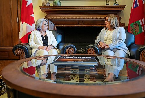 RUTH BONNEVILLE / WINNIPEG FREE PRESS

LOCAL - gov gen Simon visits Mb. 

Photo of Governor General of Canada, Mary Simon meeting with Premier Heather Stefanson in her office.


Governor General of Canada, Mary Simon,  makes an official visit to Manitoba  meeting with government  and Indigenous leaders Wednesday. 

During her visit on Wednesday she met with Premier Heather Stefanson, Manitoba's  lieutenant-governor Anita Neville at Government House, Cathy Merrick AMC Grand Chief and other Indigenous leaders and  Minister of Indigenous Reconciliation and Northern Relations Eileen Clarke in round table discussion at the Legislature.

June 7th,  2023