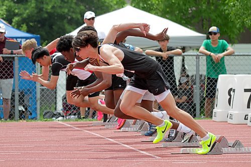 The Manitoba High Schools Athletic Association track and field championships started at Brandon's UCT Stadium on Thursday. The 100-metre dash heats and semifinals took place with finals set for this afternoon. (Thomas Friesen/The Brandon Sun)