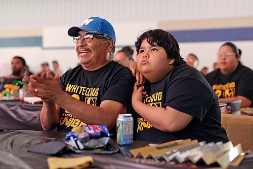 08062023
Rollie Bunn and Karla Bunn watch game three of the Stanley Cup finals between the Golden Knights and the Florida Panthers at a Stanley Cup viewing party for community members at Sioux Valley on Thursday evening. The event featured a BBQ supper, cake and the game broadcast on two big screens. (Tim Smith/The Brandon Sun)