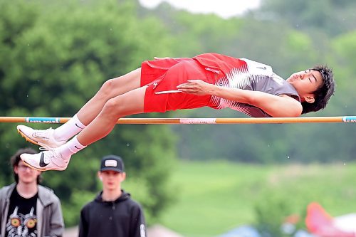 09062023
Hayden Caraoa of Kelvin High School sails over the bar during the Varsity Boys High Jump event at the MHSAA Provincial Track &amp; Field Championships at UCT Stadium on Friday. Caraoa placed first in the event.
(Tim Smith/The Brandon Sun)