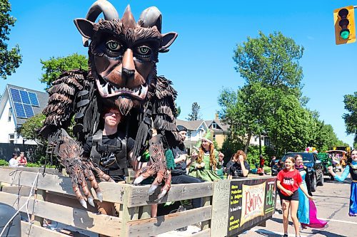 Youth performers from Mecca Productions get all dressed up to take part in this year's Travellers' Day Parade, which began in Brandon's downtown core and ended at the Keystone Centre grounds. (Kyle Darbyson/The Brandon Sun)