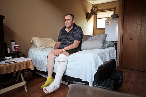 12062023
Randy Wood is recovering at home after breaking his leg on a dirt bike ride near Camp Hughes west of Carberry and spending a harrowing two days in the bush before he was found. 
(Tim Smith/The Brandon Sun)