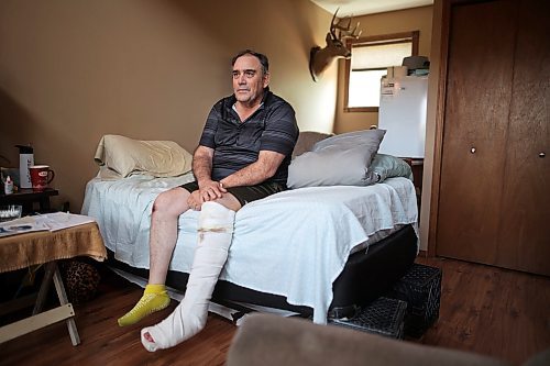12062023
Randy Wood is recovering at home after breaking his leg on a dirt bike ride near Camp Hughes west of Carberry and spending a harrowing two days in the bush before he was found. 
(Tim Smith/The Brandon Sun)