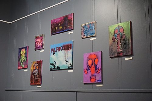 Pop art by Akosi Tengnamoe, a Filipino-Canadian artist from Carberry, is hanging up at ArtsForward in Neepawa for Filipino Heritage Month, celebrated across Canada in June. (Miranda Leybourne/The Brandon Sun)
