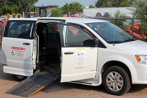 A 2019 Dodge Grand Caravan converted for someone in a wheelchair with a ramp for easy access and room for four other passengers and a driver, sits parked outside Family Visions in Brandon on Tuesday. (Michele McDougall/The Brandon Sun)  