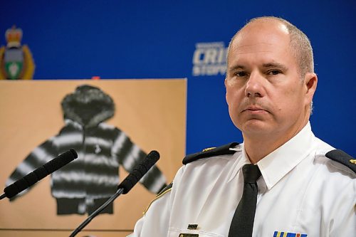MIKE DEAL / WINNIPEG FREE PRESS
Winnipeg Police Inspector, Shawn Pike, during a press conference Thursday afternoon at the Police Headquarters, asking the public's help in identifying a possible fourth victim that they believe Jeremy Skibicki, who is in police custody, murdered.
221201 - Thursday, December 01, 2022.