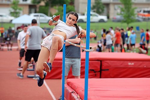 13062023
Alanna Fontaine, a grade six student from J.R. Reid School, competes in the high jump event at the Brandon School Division City Wide Track Meet at the UCT Stadium on Tuesday. 
(Tim Smith/The Brandon Sun)