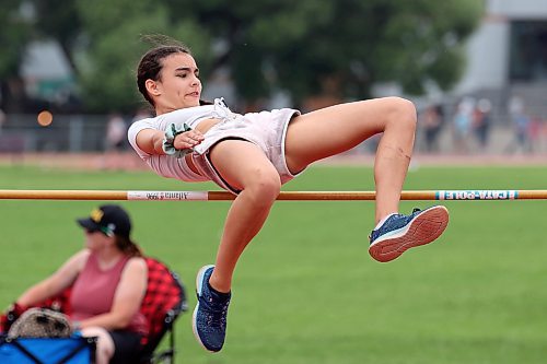 13062023
Alanna Fontaine, a grade six student from J.R. Reid School, competes in the high jump event at the Brandon School Division City Wide Track Meet at the UCT Stadium on Tuesday. 
(Tim Smith/The Brandon Sun)