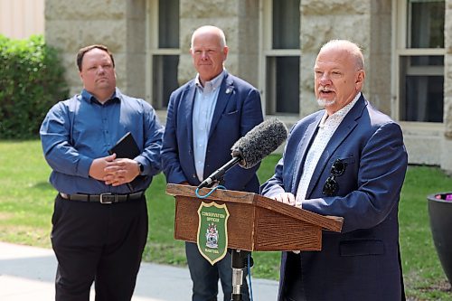 Justice Minister Kelvin Goertzen speaks Wednesday during an announcement at the Manitoba Conservation office in Brandon about the creation of a new centralized dispatch centre for conservation officers that will be based in the Wheat City. (Tim Smith/The Brandon Sun)