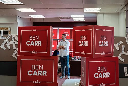 JESSICA LEE / WINNIPEG FREE PRESS

Liberal candidate Ben Carr is photographed at his campaign office June 14, 2023.

Reporter: Danielle Da Silva