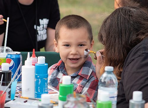 Mike Thiessen / Winnipeg Free Press 
Jonathan Jay Prince-Martel having his face painted at the annual North End block party. The event is held by Inner City Youth Alive, a local non-profit serving children in Winnipeg&#x2019;s North End. 230615 &#x2013; Thursday, June 15, 2023