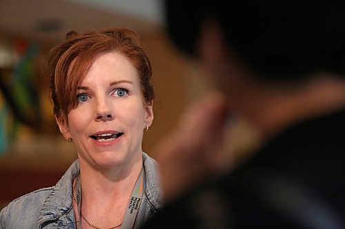 Treena Slate, the regional lead acute care and chief nursing officer for Prairie Mountain Health, offers a description of what happens during a code orange alert at the Brandon Regional Health Centre, during a press conference on Friday afternoon. (Matt Goerzen/The Brandon Sun)