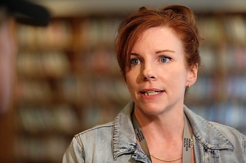 Trena Slate, the regional lead acute care and chief nursing officer for Prairie Mountain Health, offers a description of what happens during a code orange alert at the Brandon Regional Health Centre, during a press conference on Friday afternoon. (Matt Goerzen/The Brandon Sun)