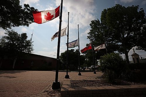 16062023
Flags outside Dauphin City Hall fly at half mast on Friday in the wake of the tragedy that claimed the lives of 15 Dauphin residents and injured 10 others on the Trans Canada Highway at Carberry on Thursday.
(Tim Smith/The Brandon Sun)