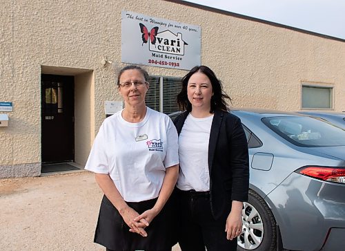 Mike Thiessen / Winnipeg Free Press 
Louise Cadieux (left) and Carmen Gerardy of Vari-Clean Maid Service. Gerardy has been with the company for 21 years, and Cadieux has been the general manager for 40 years. With next to no advertising, the female-run business continues to be a success story as they approach their 50 year anniversary next year. For Janine LeGal. 230616 &#x2013; Friday, June 16, 2023