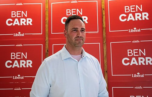 JESSICA LEE / WINNIPEG FREE PRESS

Liberal candidate Ben Carr is photographed posing for a photo at his campaign office June 14, 2023.

Reporter: Danielle Da Silva