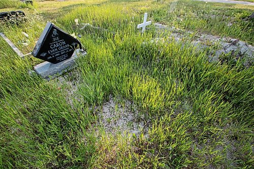 Daniel Crump / Winnipeg Free Press. Evan Caron&#x573; grave in the Gypsumville cemetery. Evan was shot and killed by police in Winnipeg in 2017. June 17, 2023.