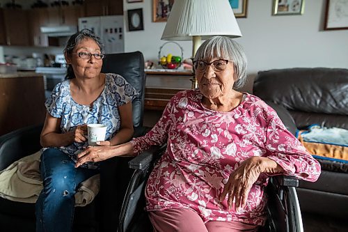 Daniel Crump / Winnipeg Free Press. Vivian Caron (left) and Eleanor Hunter, both of Lake St. Martin First Nation, are the mother and grandmother of Evan Caron who was shot and killed by Winnipeg Police in 2017. June 17, 2023.