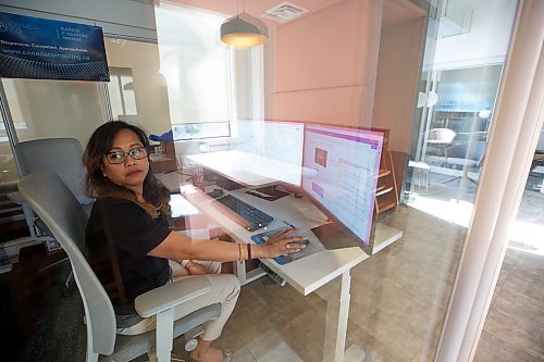 Mike Deal / Winnipeg Free Press
Jhona Fuentes, Director of Customer Success at Canada Computing, has a small office space inside the Launch Co-Working facility.
The Launch Co-working Space, 167 Lombard Ave. Suite 500.
See Gabby Piche story
230620 - Tuesday, June 20, 2023.