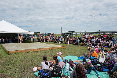 Students from nearby schools attended the pow wow on Rolling River First Nation, located 76 kilometres north of Brandon, on June 21, National Indigenous Peoples Day. (Miranda Leybourne/The Brandon Sun)