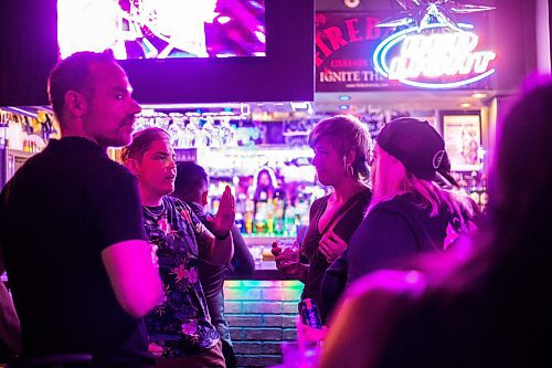 MIKAELA MACKENZIE / WINNIPEG FREE PRESS


Paul Murphy (left), Sam Capone, Jill, and Kayla Brown at Club 200 on Tuesday, June 20, 2023.  For Marsha 24h story.
Winnipeg Free Press 2023