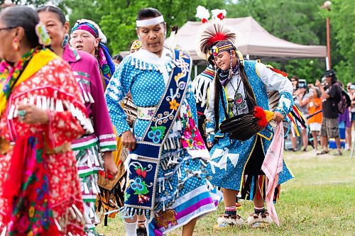 MIKAELA MACKENZIE / WINNIPEG FREE PRESS


Harley Bird (12) dances men&#x573; traditional in the grand entrance at the Pow Wow on National Indigenous Peoples Day at The Forks on Wednesday, June 21, 2023.  For Cierra Bettens story.
Winnipeg Free Press 2023