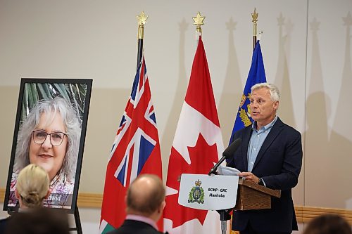 16052023
David Bosiak, Mayor of Dauphin, speaks during a press conference at Credit Union Place in Dauphin on Thursday where the names of the sixteen individuals who died in the June 15, 2023, collision near Carberry, Manitoba were announced to the media. Family members and first responders were on hand for the press conference.  (Tim Smith/The Brandon Sun)