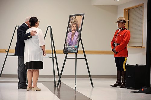 22062023
Family members placed photos of the sixteen individuals who died in the June 15, 2023, collision near Carberry, Manitoba during a press conference at Credit Union Place in Dauphin on Thursday where the names of the sixteen individuals were announced to the media. Family members and first responders were on hand for the press conference.  (Tim Smith/The Brandon Sun)