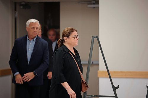 22062023
Hon. Heather Stefanson, Premier of Manitoba, enters a press conference at Credit Union Place in Dauphin where the names of the sixteen individuals who died in the June 15, 2023, collision near Carberry, Manitoba were announced to the media. Family members and first responders were on hand for the press conference.  (Tim Smith/The Brandon Sun)