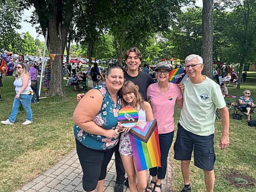 GRAHAM MCDONALD / WINNIPEG FREE PRESS
Jeanette Giesbrecht and her family for Graham McDonald&#x2019;s story on Steinback Pride parade. Sunday, June 25, 2023