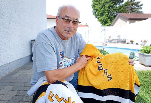 RUTH BONNEVILLE / WINNIPEG FREE PRESS

SPORTS - Hardy Cup

Photo of former player, Glenn Nash, who is organizing reunion with a couple old jersey's and championship rings.

For story on the  40th anniversary of Hardy Cup win by North End Flyers

June 26th, 2023
