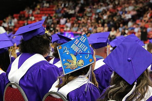 A Vincent Massey High School graduate sports their custom, Finding Nemo-inspired mortarboard during Monday’s ceremony at the Keystone Centre. (Kyle Darbyson/The Brandon Sun)