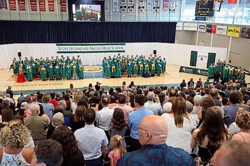 27062023
Family, friends and other supporters crowd the Brandon University Healthy Living Centre for &#xc9;cole Secondaire Neelin High School&#x2019;s graduation and convocation ceremonies on Tuesday. (Tim Smith/The Brandon Sun)