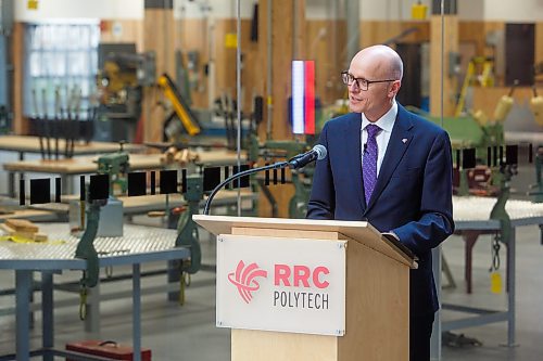 MIKE DEAL / WINNIPEG FREE PRESS
Fred Meier, RRC Polytech President and CEO, announces the creation of the Price Institute of Advanced Manufacturing and Mechatronics during an event at the RRC Polytech Notre Dame campus Wednesday morning.
A $10 million gift from the Price Family Foundation, over $3 million from the Government of Canada, and $4.86 million from the Province of Manitoba, for capital, program development, and ongoing operating costs.
See Martin Cash story
230628 - Wednesday, June 28, 2023.
