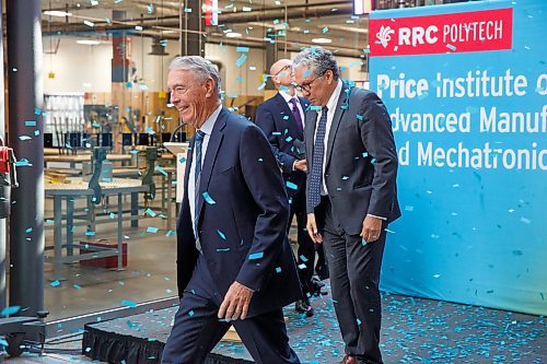 MIKE DEAL / WINNIPEG FREE PRESS
A smiling Dr. Gerry Price, Chairman and CEO, Price Industries, leaves the stage after the name reveal of the new RRC Polytech, Price Institute of Advanced Manufacturing and Mechatronics.
Fred Meier, RRC Polytech President and CEO, announces the creation of the Price Institute of Advanced Manufacturing and Mechatronics during an event at the RRC Polytech Notre Dame campus Wednesday morning.
A $10 million gift from the Price Family Foundation, over $3 million from the Government of Canada, and $4.86 million from the Province of Manitoba, for capital, program development, and ongoing operating costs.
See Martin Cash story
230628 - Wednesday, June 28, 2023.