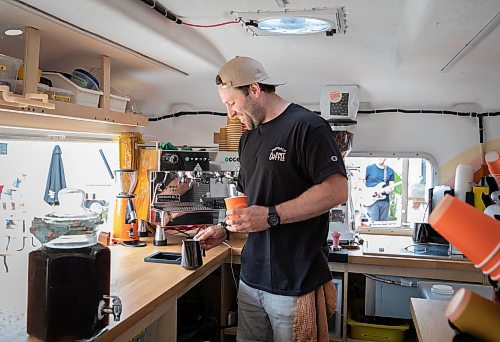 JESSICA LEE / WINNIPEG FREE PRESS

Quinn Anderson, owner of Knapsack Coffee is photographed June 23, 2023 at his trailer which houses his business, Knapsack Coffee.

Reporter: Dave Sanderson
