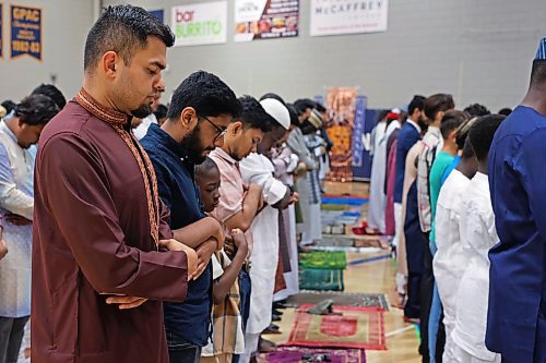 28062023
Members of southwestern Manitoba&#x2019;s Muslim community gathered at the Brandon University Healthy Living Centre on Wednesday for prayers and celebration in honour of Eid al-Adha - the feast of the sacrifice.  (Tim Smith/The Brandon Sun)