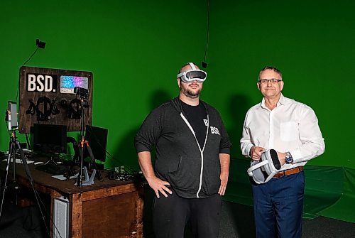 JESSICA LEE / WINNIPEG FREE PRESS

Bit Space Development (BSD) founder and owner Dan Blair (left) and CEO Dave Olynyk, pose for a photo at BSD headquarters June 29, 2023. BSD is a virtual reality company producing VR training content for construction safety applications.

Reporter: Martin Cash