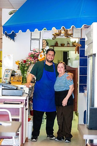 MIKAELA MACKENZIE / WINNIPEG FREE PRESS

Athanasios Karasoulis and Theodora Karasoulis, owners of Santorini Restaurant &amp; Catering (which is closing today) on Portage on Friday, June 30, 2023. For Gabby Piche story.
Winnipeg Free Press 2023.