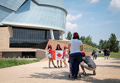 JESSICA LEE / WINNIPEG FREE PRESS

The Cabrera family pose at the Human Rights Museum at The Forks July 1, 2023 while dad Julio snaps a photo.

Reporter: Cierra Bettens/stand up