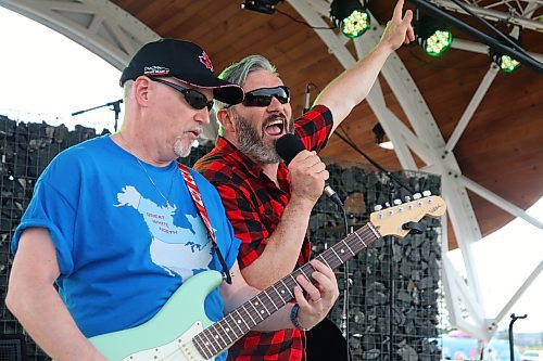 Members of Full Flannel Jacket perform on the Fusion Credit Union Stage during Brandon’s Canada Day festivities at the Riverbank Discovery Centre grounds. (Kyle Darbyson/The Brandon Sun)