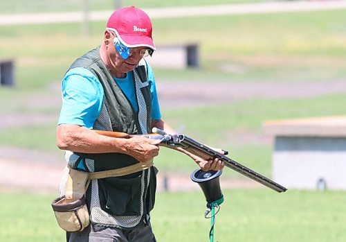 Brandon's Wayne Dobbie ejects a shell from his gun after taking a shot in the Shooters Canadian Trapshooting Association's national championship at the Brandon Gun Club on Sunday afternoon. (Perry Bergson/The Brandon Sun)
July 2, 2023