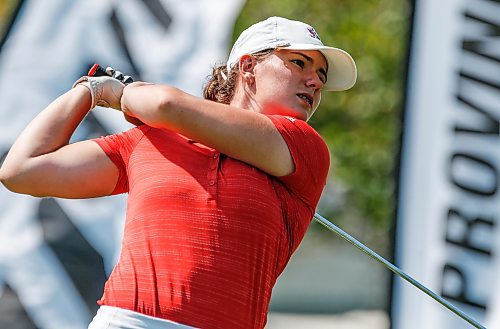 JOHN WOODS / WINNIPEG FREE PRESS
Crystal Zamzow tees off at the Manitoba Junior Golf Championships in Teulon Monday, July 3, 2023. 

Reporter: donald