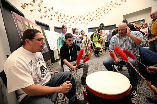 RUTH BONNEVILLE / WINNIPEG FREE PRESS



Walking Wolf Singers, Drummers  and Dancers perform in  the crowded foyer of Merchants Corner on Selkirk Ave. Saturday during their opening day celebrations Saturday. 

 

See Jessica Botelho-Urbanski story 





April 28,  2018