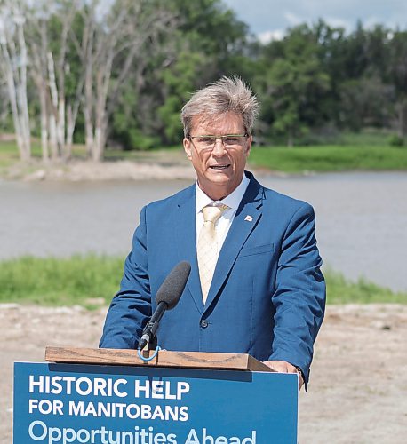 Mike Thiessen / Winnipeg Free Press 
Environment and Climate Minister Kevin Klein speaking at Duff Roblin Park. The provincial government revealed the Water Strategy Action Plan today. For Danielle Da Silva. 230705 &#x2013; Wednesday, July 5, 2023