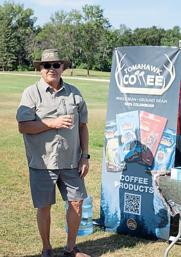 Mike Thiessen / Winnipeg Free Press 
Alfred Lea, president of the Native Canadian Chip Corporation, with a cup of Tomahawk Coffee. Native Canadian Chip Corporation, the brand behind Tomahawk Chips, is branching out to the coffee market, with its ground and whole beans hitting stores at the end of July. For Gabrielle Piche. 230706 &#x2013; Thursday, July 6, 2023