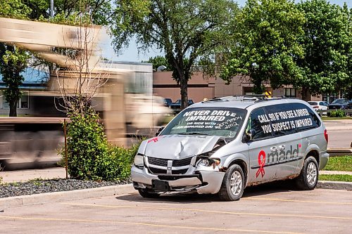 MIKAELA MACKENZIE / WINNIPEG FREE PRESS

An impaired driving awareness vehicle, dropped off by MADD Canada, parked by Regent Avenue near the Beer Boutique on Thursday, July 6, 2023.  For Cierra Bettens story.
Winnipeg Free Press 2023.