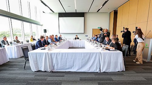 RUTH BONNEVILLE / WINNIPEG FREE PRESS

Local -  Premiers and Indigenous leaders at The Leaf


Photo of Manitoba Premier Heather Stefanson sitting a boardroom table with Premiers as they get read for meeting at The Leaf at Assiniboine Park Monday,.

Story:  Premier is hosting premiers and Indigenous leaders for a meeting at The Leaf at Assiniboine Park Monday.This is of several meetings being held over a three-day conference in Winnipeg.


July 10th,  2023
